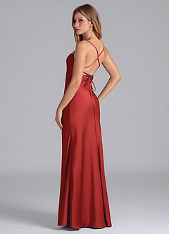 Azazie Seema Brudtärnklänningar Klä av Sjöjungfru i Stretch Satin Korsett Granatäpple image6