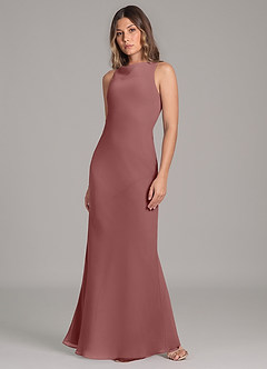 Azazie Allettie Abiti da Damigella Abito Sirena in Chiffon Rosa Del Deserto image3