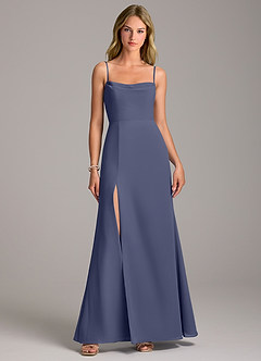 Azazie Tahlia Bridesmaid Dresses Stormy A-Line with Belt Chiffon Dress image4