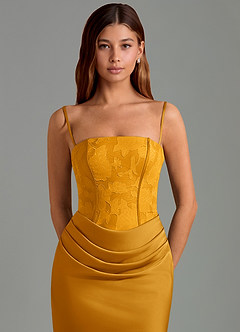 Azazie Emilia Bridesmaid Dresses Butterscotch Mermaid Strapless Stretch Satin Dress image6