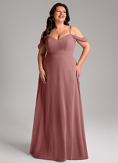 Azazie Marley Bridesmaid Dresses Desert Rose A-Line Off the Shoulder Chiffon Convertible Dress image13