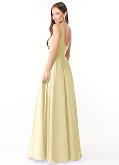 Azazie Neve Abiti da Damigella Abito Principessa in Raso Elasticizzato Con Tasche Sorbetto Al Limone image4