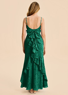 Azazie Lioren Junior Meerjungfrau-Linie Gestreift Blumen-Burnout Kleid Smaragd image6