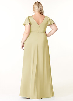 Azazie Soren Bridesmaid Dresses Lemon Sorbet A-Line Pleated Stretch Satin Dress image9