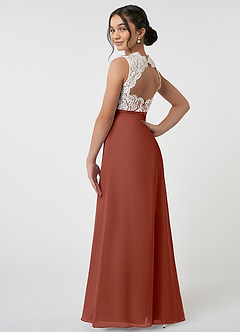 Azazie Rana Junior Auburn A-Line Lace Chiffon Dress image4