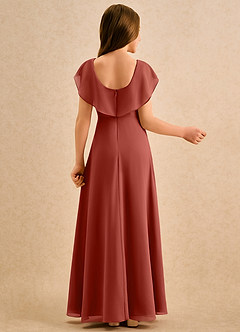 Azazie Kittie Girls Formal Robe Demoiselle D'honneur Fillette Robe Trapèze en Mousseline de soie Terracotta image2