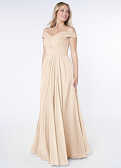 Azazie Audrianna Brautjungfernkleider Wandelbar A-Linie Schulterfrei gerafft Chiffon Kleid Alabaster Weiß image3