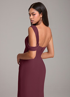 Azazie Wynter Jurken voor bruidsmeisjes Jurk van Chiffon met Kolom Off the Shoulder Cabernet image2