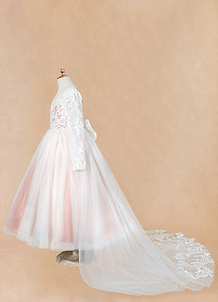 Azazie Elodie Flower Girl Dresses Ivory Cedar Rose Ball-Gown Lace Dress image14