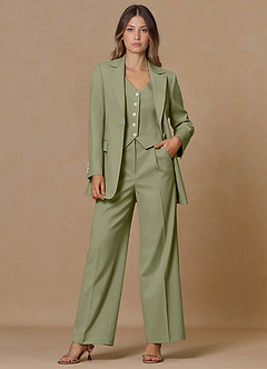 front Rowan Pistachio Refined Weave Performance 3-Piece Suit