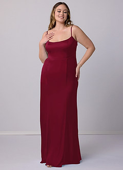 Barbie ♥ Azazie Bridesmaid Dresses Burgundy Mermaid Bow Stretch Satin Dress image8