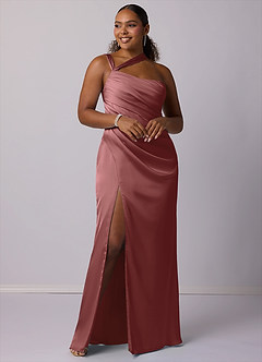 Barbie ♥ Azazie Bridesmaid Dresses Amethyst Mermaid One Shoulder Stretch Satin Dress image8