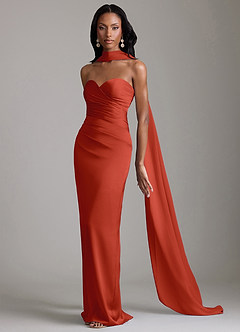 Azazie Sonora Suknie dla druhen Osłona Bez ramiączek Satyna elastyczna Do ziemi Sukienka image10