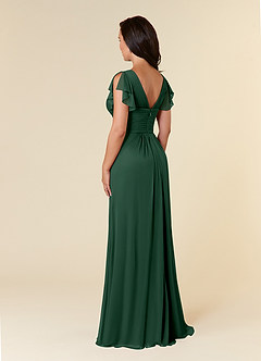 Azazie Reneya Mother of the Bride Dresses Dark Green A-Line Pleated Mesh Dress image3