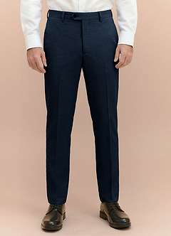 front Miles Navy Blue Seersucker Dress Pants