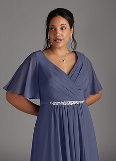 Azazie Tricia Mother of the Bride Dresses Stormy A-Line V-Neck Pleated Chiffon Dress image9
