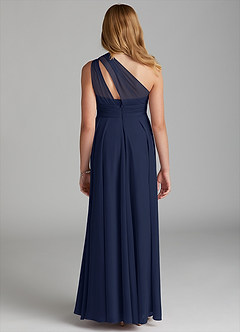Azazie Charlize Junior Dark Navy A-Line Mesh Dress image2