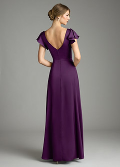 Azazie Omari Bridesmaid Dresses Grape A-Line Stretch Satin Dress image2