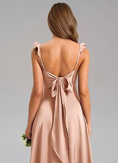 Azazie Everett Bridesmaid Dresses Rose Gold A-Line Stretch Satin Dress image7