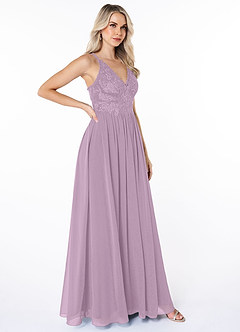 Azazie Shanna Bridesmaid Dresses A-Line Lace Chiffon Floor-Length Dress image3