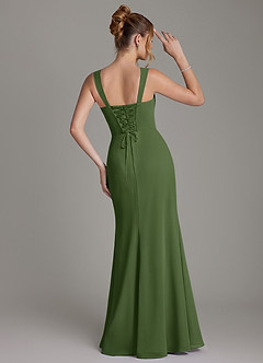 Azazie Agustina Bridesmaid Dresses Olive Mermaid Corset Chiffon Dress image7