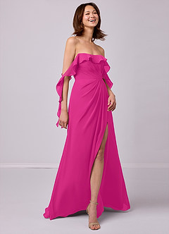 Barbie ♥ Azazie Bridesmaid Dresses Barbie Pink A-Line Off the Shoulder Chiffon Convertible Dress image5
