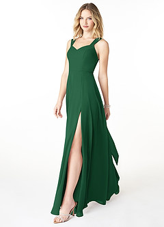 Azazie Julie Bridesmaid Dresses Dark Green A-Line Sweetheart Neckline Chiffon Dress image3