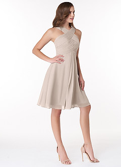 Azazie Amani Bridesmaid Dresses A-Line Pleated Chiffon Knee-Length Dress image5