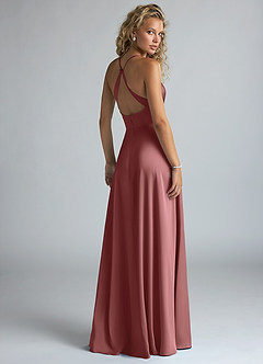 Azazie Davis Robes de demoiselle d'honneur Robe Trapèze en Satin extensible Plissée Améthyste image3