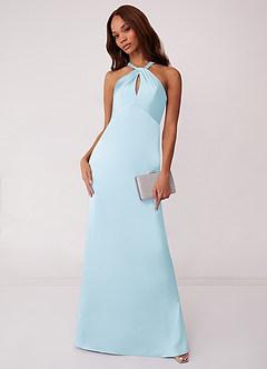 Barbie  AZAZIE 1006 Ready to Ship Sky Blue Stretch Satin Bridesmaid  Dresses | Azazie
