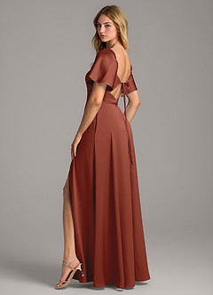 Azazie Chloe At-home Try On Dresses Matcha A-Line Sweetheart Neckline Stretch Satin Dress image2