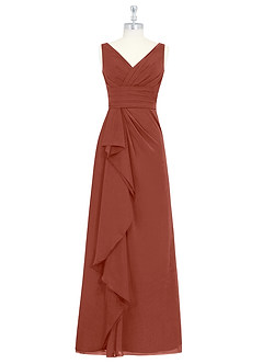 Azazie Julianna Robes de demoiselle d'honneur Robe Trapèze en Mousseline de soie Auburn image6