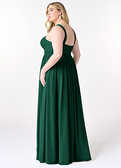 Azazie Elvira Bridesmaid Dresses Emerald A-Line Pleated Chiffon Dress image10