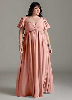 Azazie Madisynn Brautjungfernkleider für Schwangere Schleifen Chiffon Bodenlänge Kleid image5