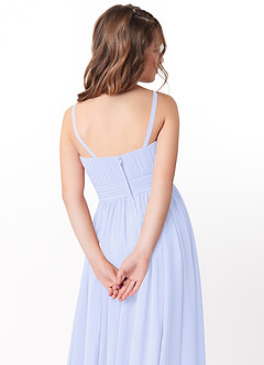 Azazie Astrid Junior Abito A-Line in Chiffon Floreale Lavanda image4