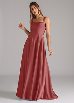 Azazie Shaude Bridesmaid Dresses Antique Rose A-Line Pleated Stretch Satin Dress image5