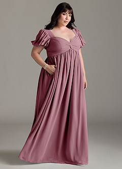 Azazie Madisynn Maternity Bridesmaid Dresses Bow Chiffon Floor-Length Dress image7