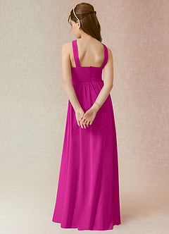 Azazie Jiya Junior Fuchsia A-Line Pleated Chiffon Dress image2