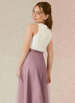 Azazie Albertine A-Line Lace Tulle Floor-Length Junior Bridesmaid Dress image6