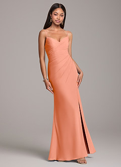 Azazie Yola Bridesmaid Dresses Sunset Sheath Pleated Chiffon Convertible Dress image5