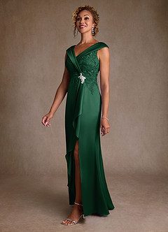 Azazie Santa Monica vestidos de madre de la novia Vestido de Verde Oscuro de Encaje de Corte en A image4