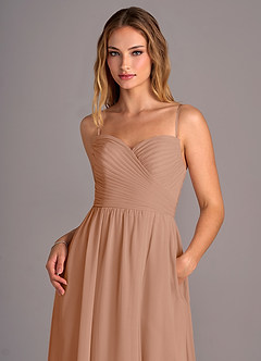 Azazie Joni Bridesmaid Dresses Champagne Rose A-Line Strapless Chiffon Convertible Dress image2