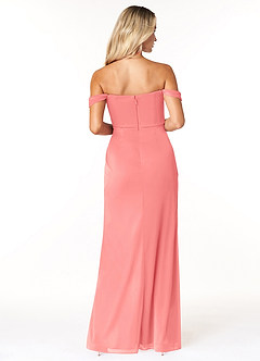 Azazie Tessa Bridesmaid Dresses Coral Sheath Sweetheart Off-The-Shoulder Mesh Convertible Dress image6