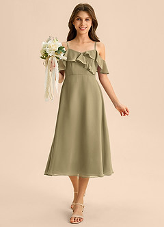 Azazie Kamilla Junior Klä av A-Line i Chiffong Av axeln image4