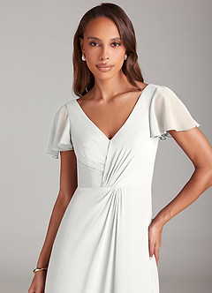 Azazie Soren Bridesmaid Dresses White A-Line Ruched Chiffon Dress image6