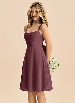 Azazie Bear Junior Sangria A-Line Pleated Chiffon Dress image4