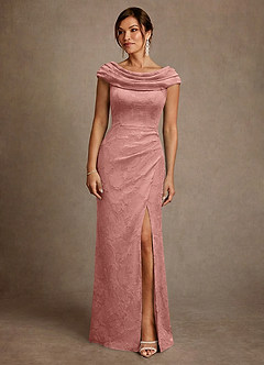 Azazie Irvine Mother of the Bride Dresses Rosette A-Line Pleated Floral Burnout Dress image3