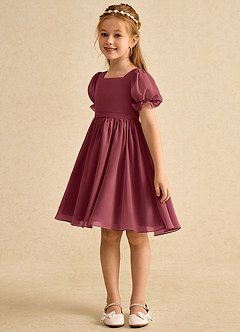 Azazie Jolie Blumenmädchenkleider A-Linie mit ärmel Chiffon Kleid Merlot image5