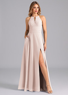 Azazie Denver Bridesmaid Dresses Rose Petal A-Line Pleated Chiffon Dress image1