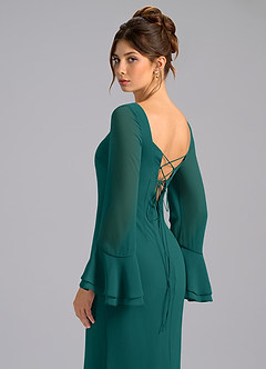 Azazie Leone Bridesmaid Dresses Peacock Mermaid Corset Chiffon Dress image2